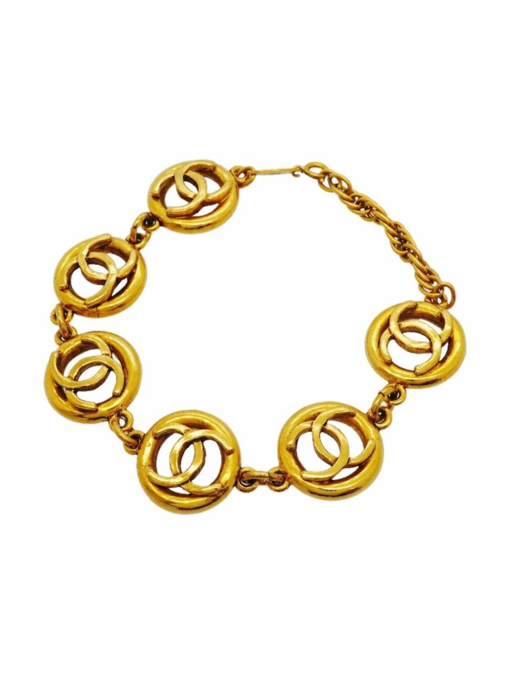 Chanel Bracelet Vintage CC Logo Round Circle Gold Plated